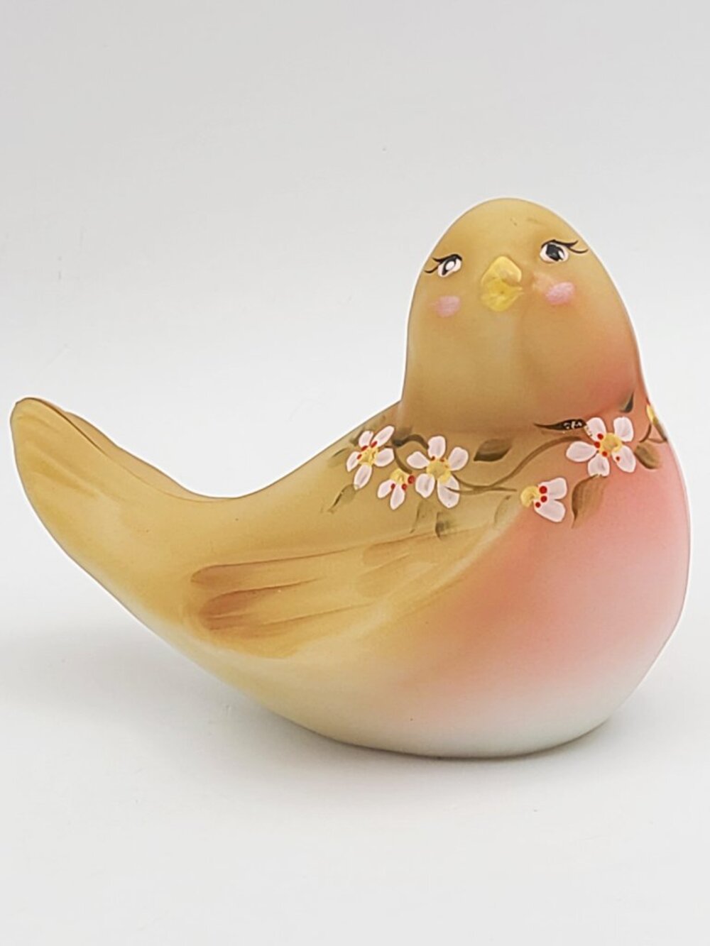 Fenton Limited Edition Natural Songbird 101/150 Hand Painted Floral FREE SHIP